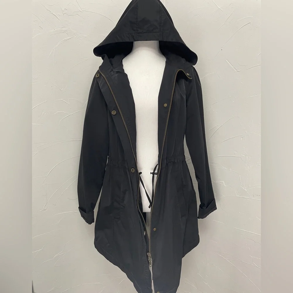 Eileen Fisher Black Organic Cotton Nylon Hooded Jacket - Picture 7 of 16